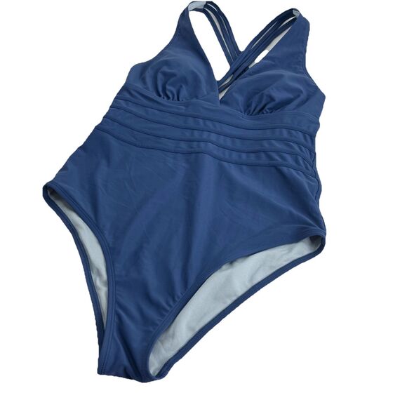 Cupshe Swimsuit Plunge Blue Size Medium  Women's New Tummy Control - Picture 3 of 6